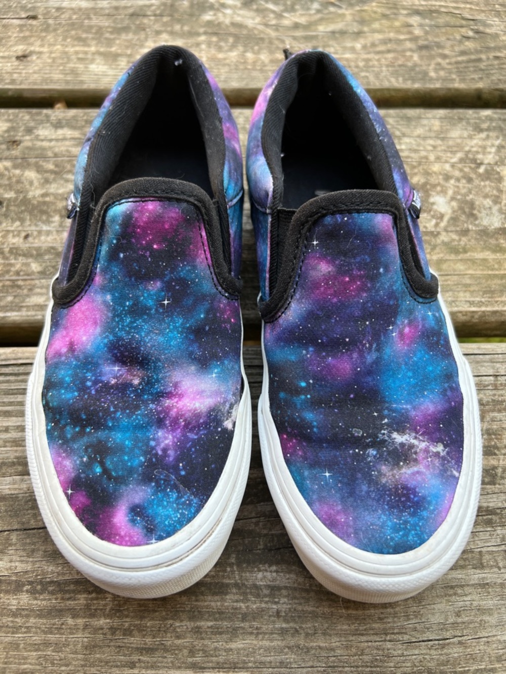 Vans Kids Slip-On Sneakers - Asher Galaxy Print in Blue & Purple